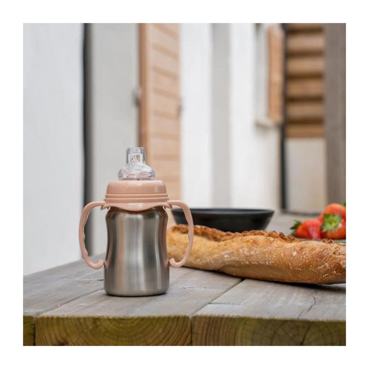 THERMOBABY Tasse d'apprentissage - THERMOBABY - Inox - 180 ml - Peche - Ergonomique et anti-fuites