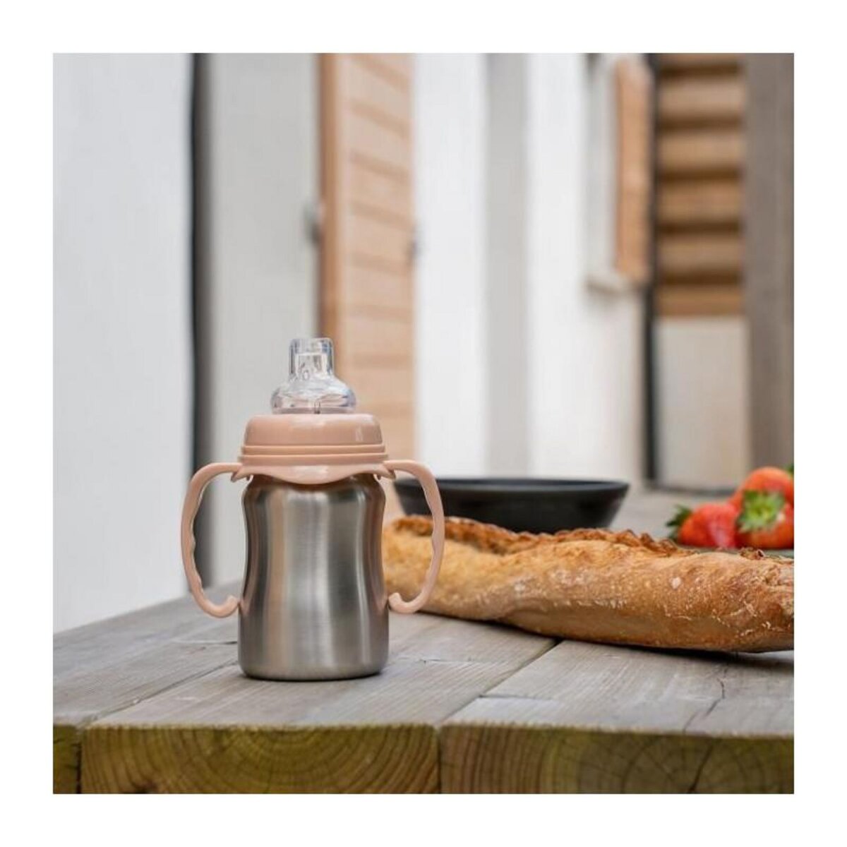 THERMOBABY Tasse d'apprentissage - THERMOBABY - Inox - 180 ml - Peche - Ergonomique et anti-fuites