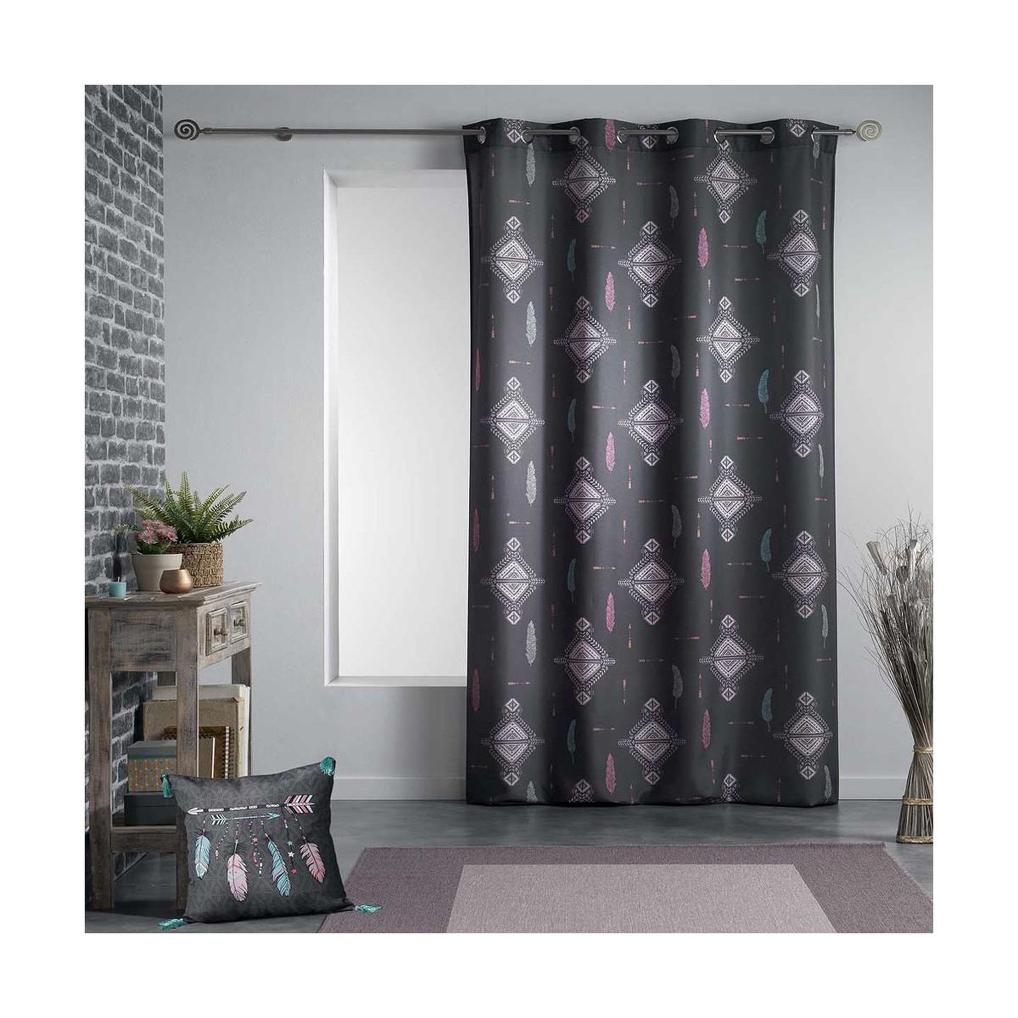 Douceur d'Intérieur Rideau à œillets  été indien  140x260cm anthracite