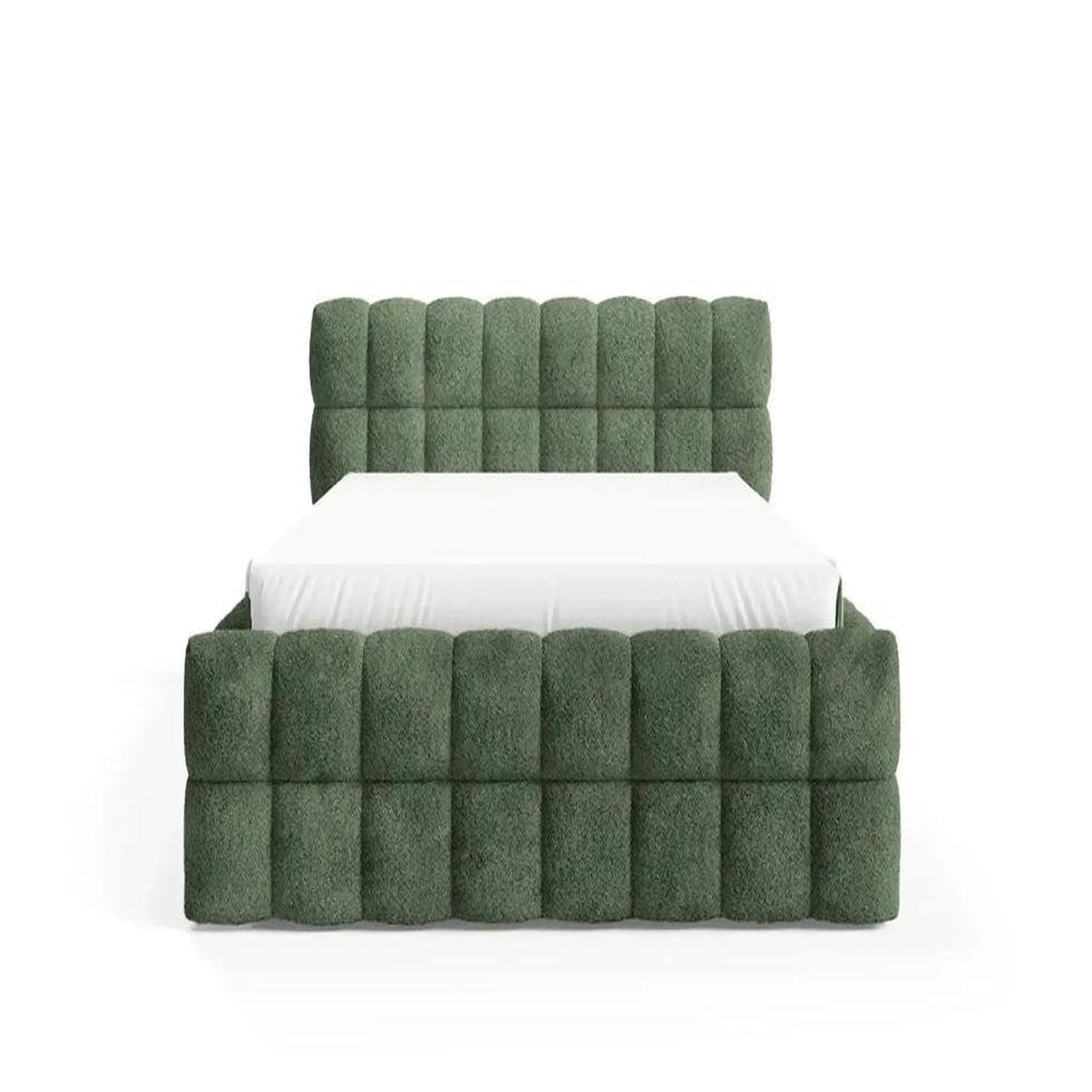 CASANOVA PARIS Voltaire - lit coffre tissu bouclette vert. Coloris disponibles : Vert