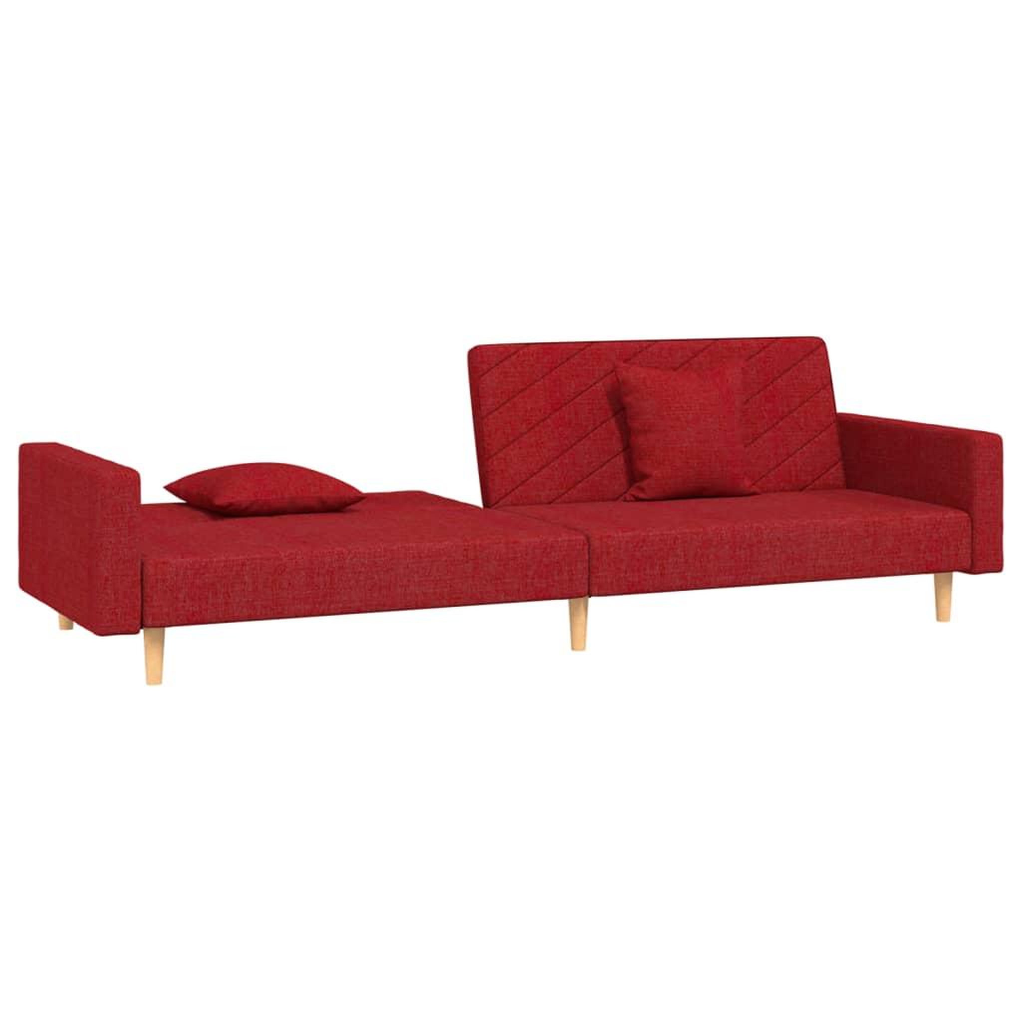 Voir la diapositive 4 : VIDAXL Canape-lit a 2 places avec deux oreillers rouge bordeaux tissu
