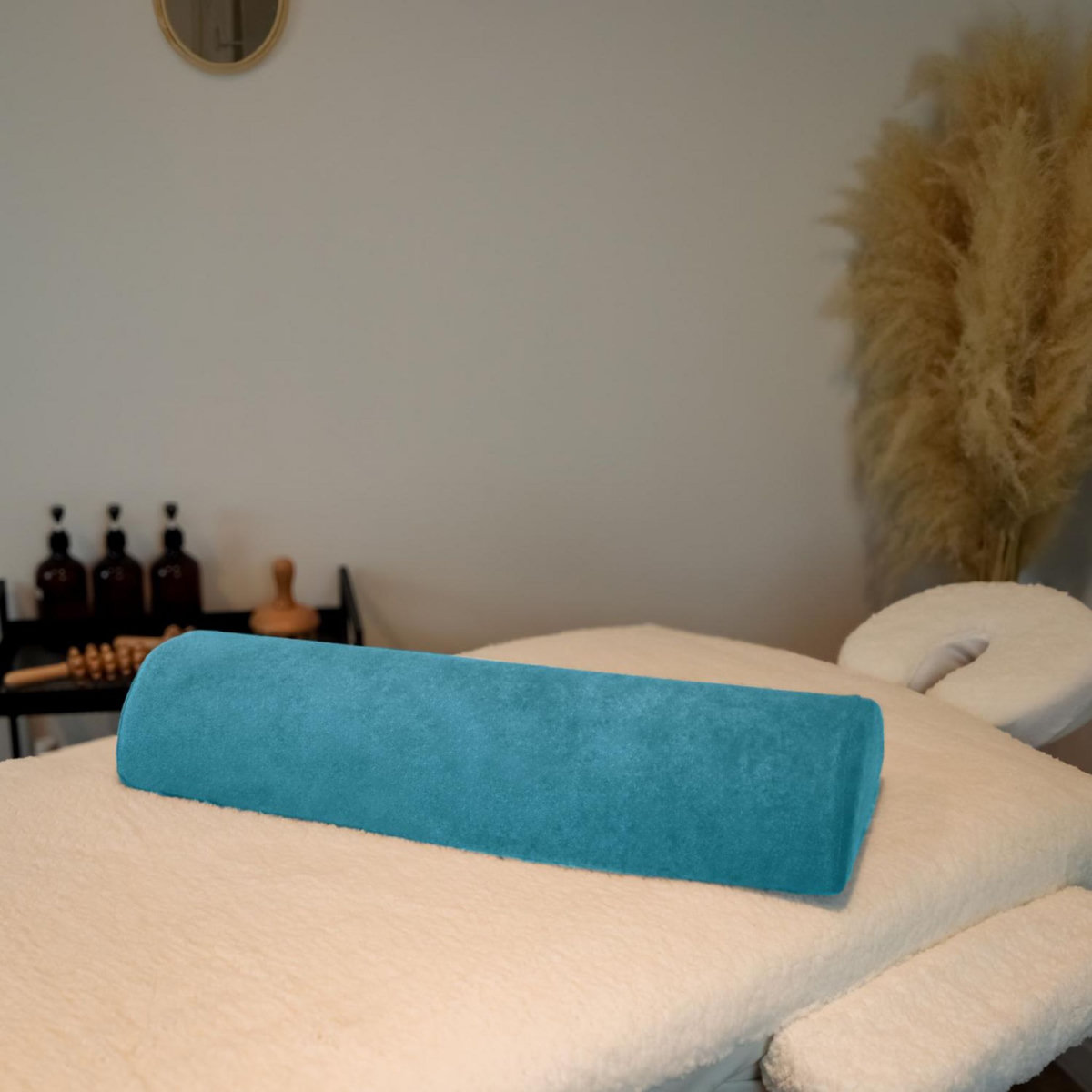 VIVEZEN Drap housse de protection en éponge pour coussin demi-rond 66 cm x 22 cm x 12 cm de table de massage - Bleu turquoise