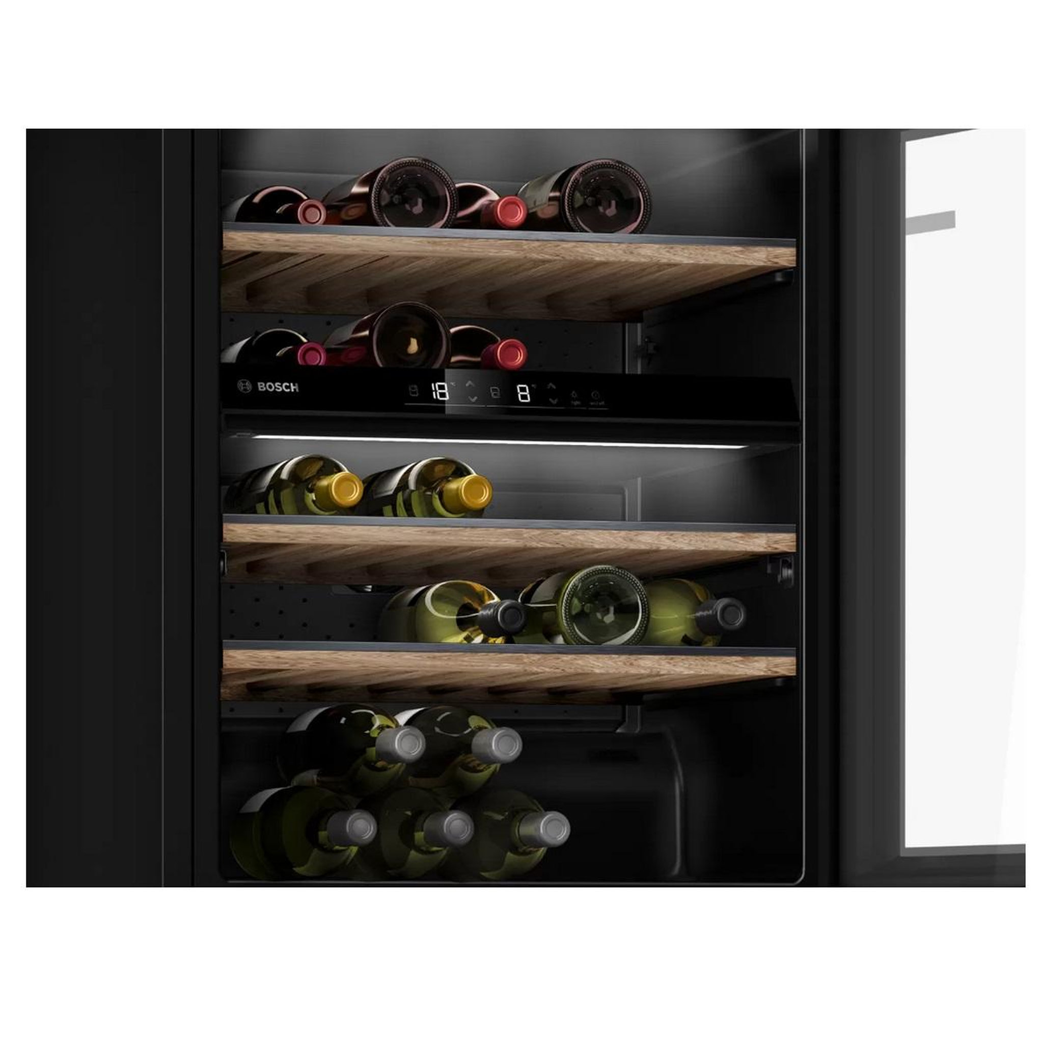 Voir la diapositive 5 : BOSCH Cave à vin 44 bouteilles double zone noir - KWK16ABGB