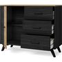 Voir la diapositive 5 : HOMIFAB Buffet 1 porte 3 tiroirs effet bois noir et bois naturel 92 cm - Zack