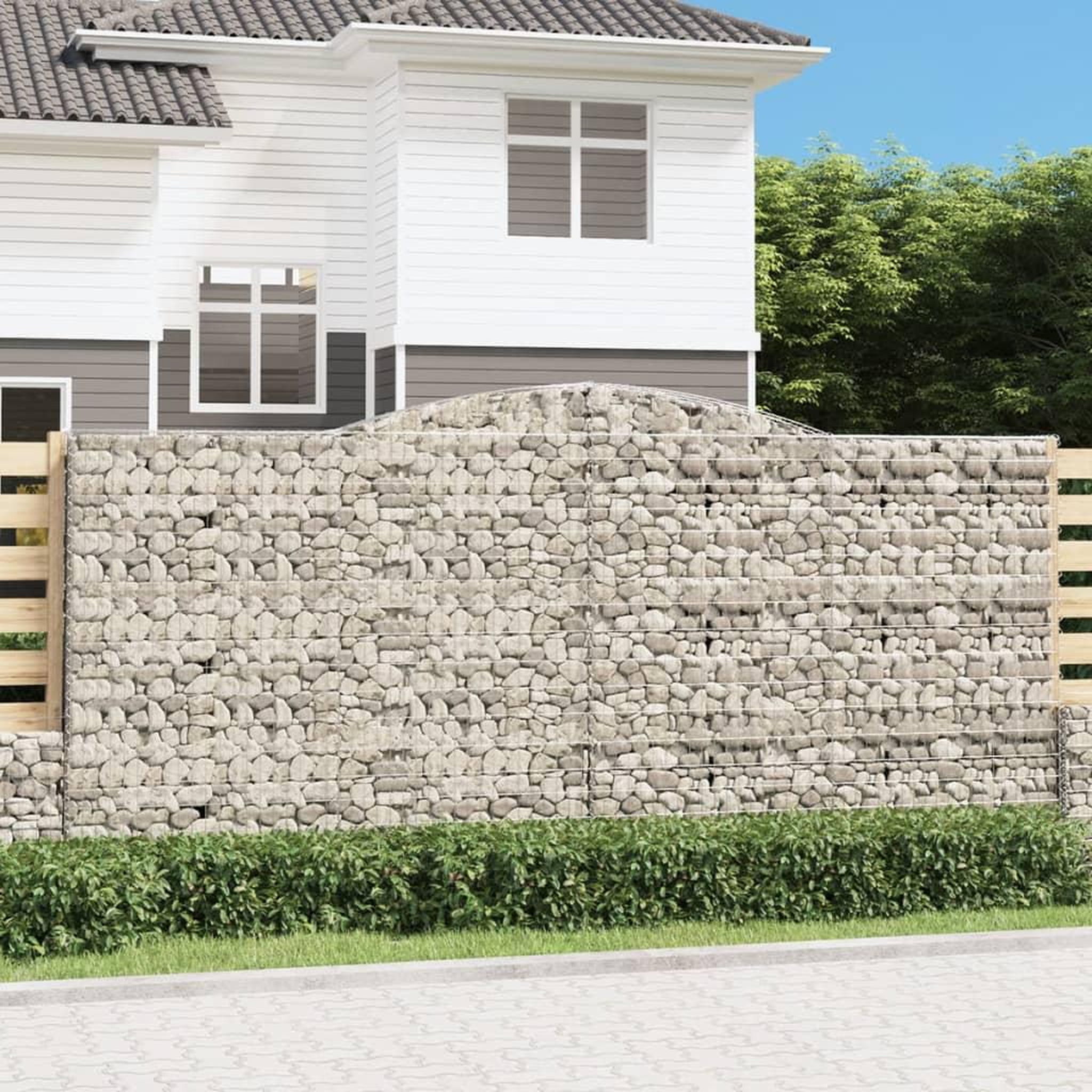 VIDAXL Paniers a gabions arques 6 pcs 400x50x180/200 cm Fer galvanise