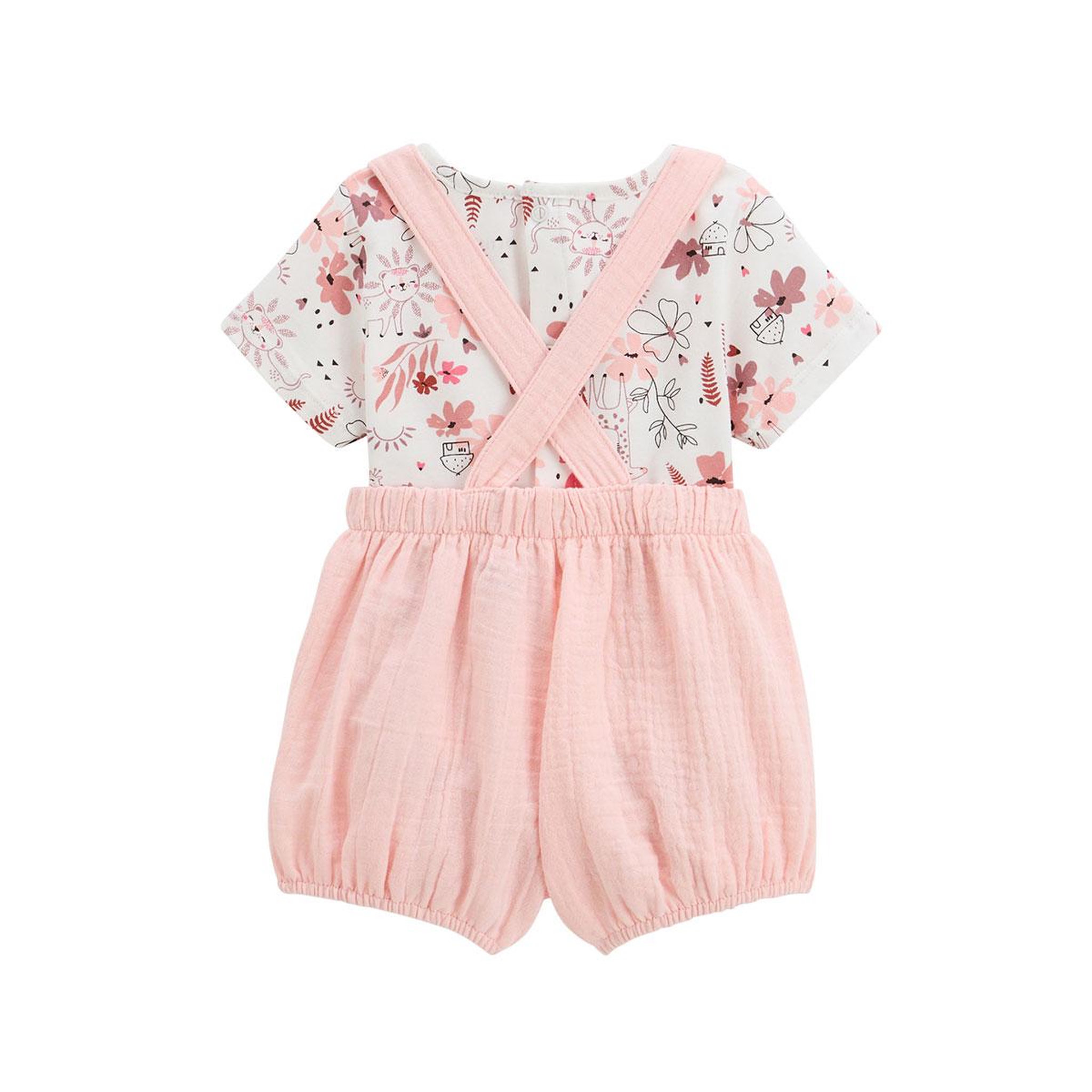 Voir la diapositive 2 : Petit BÃ©guin Ensemble salopette bébé en gaze de coton et t-shirt petit safari