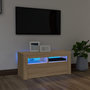 Voir la diapositive 1 : VIDAXL Meuble TV avec lumieres LED chene sonoma 90x35x40 cm