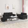 Voir la diapositive 1 : VIDAXL Ensemble de canapes 3 pcs avec coussins Noir Similicuir