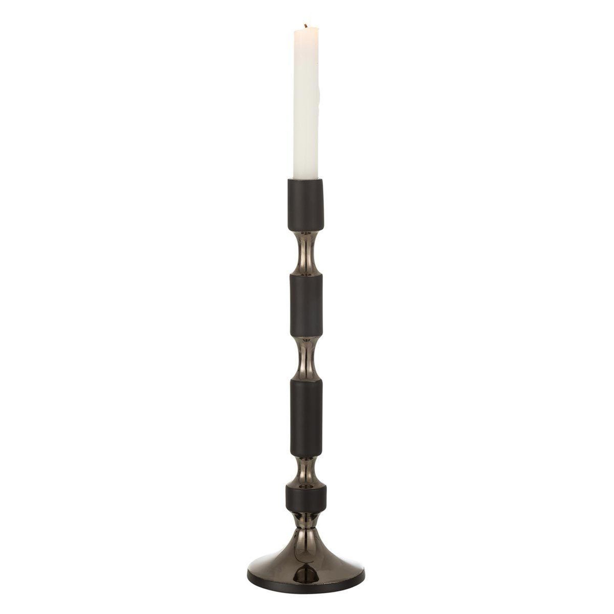 Voir la diapositive 2 : J-LINE Bougeoir design en aluminium  leo  44cm noir & or