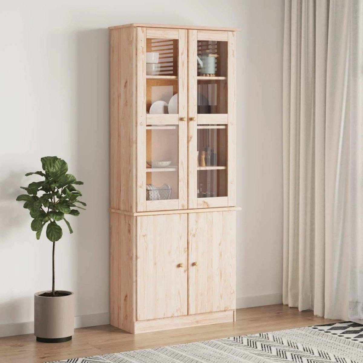 VIDAXL Vitrine en verre ALTA 77x35x186,5 cm bois de pin massif