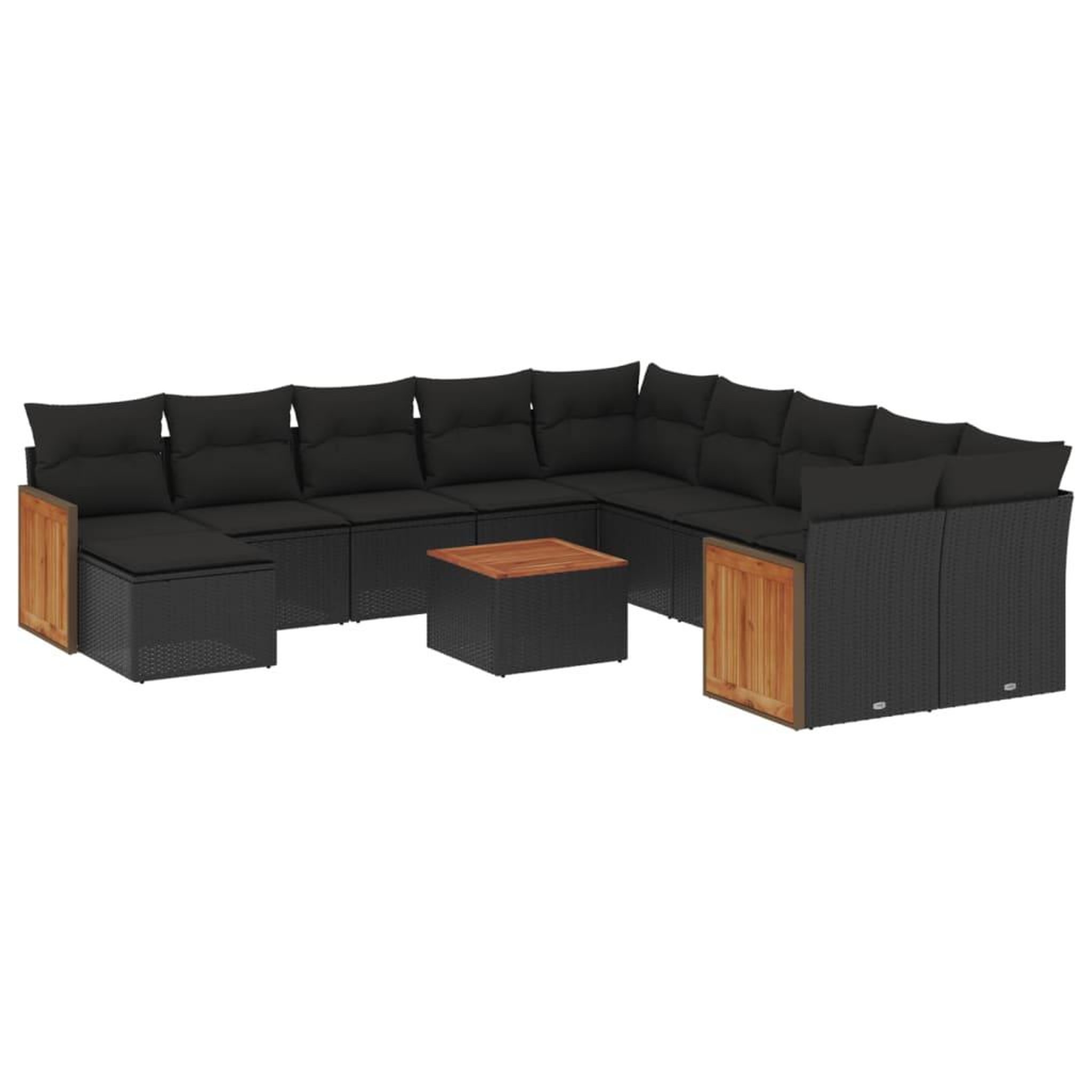 Voir la diapositive 2 : VIDAXL Salon de jardin 12 pcs avec coussins noir resine tressee