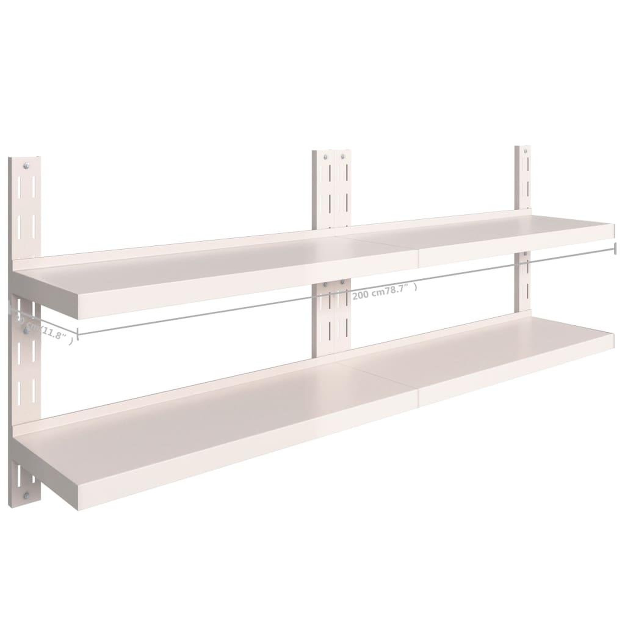 Voir la diapositive 6 : VIDAXL Etageres murales flottantes a 2 niveaux 2 pcs Inox 200x30 cm
