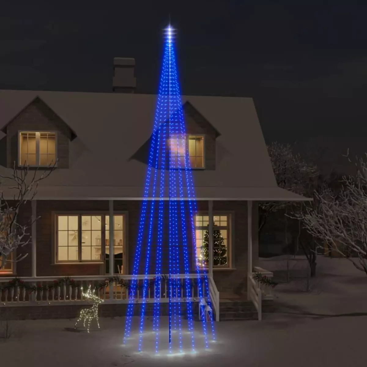 VIDAXL Sapin de Noël sur mat de drapeau 1134 LED Bleues 800 cm