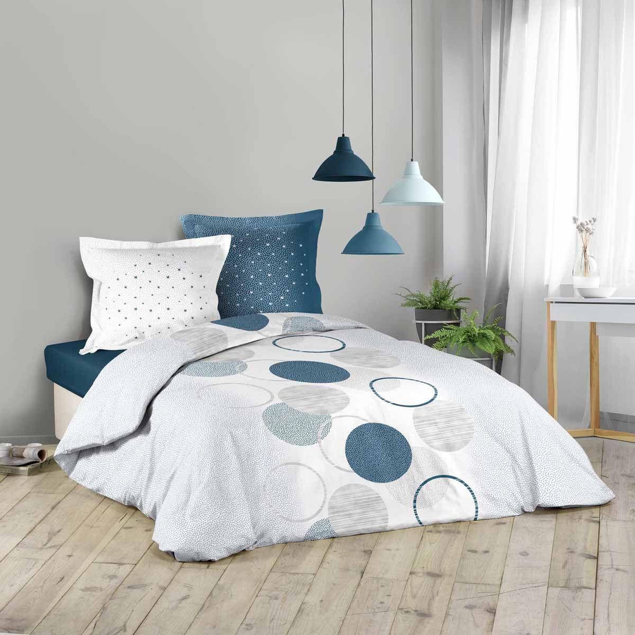 Douceur d'Intérieur Parure de lit 3 pièces  voie lactee  240x220cm bleu