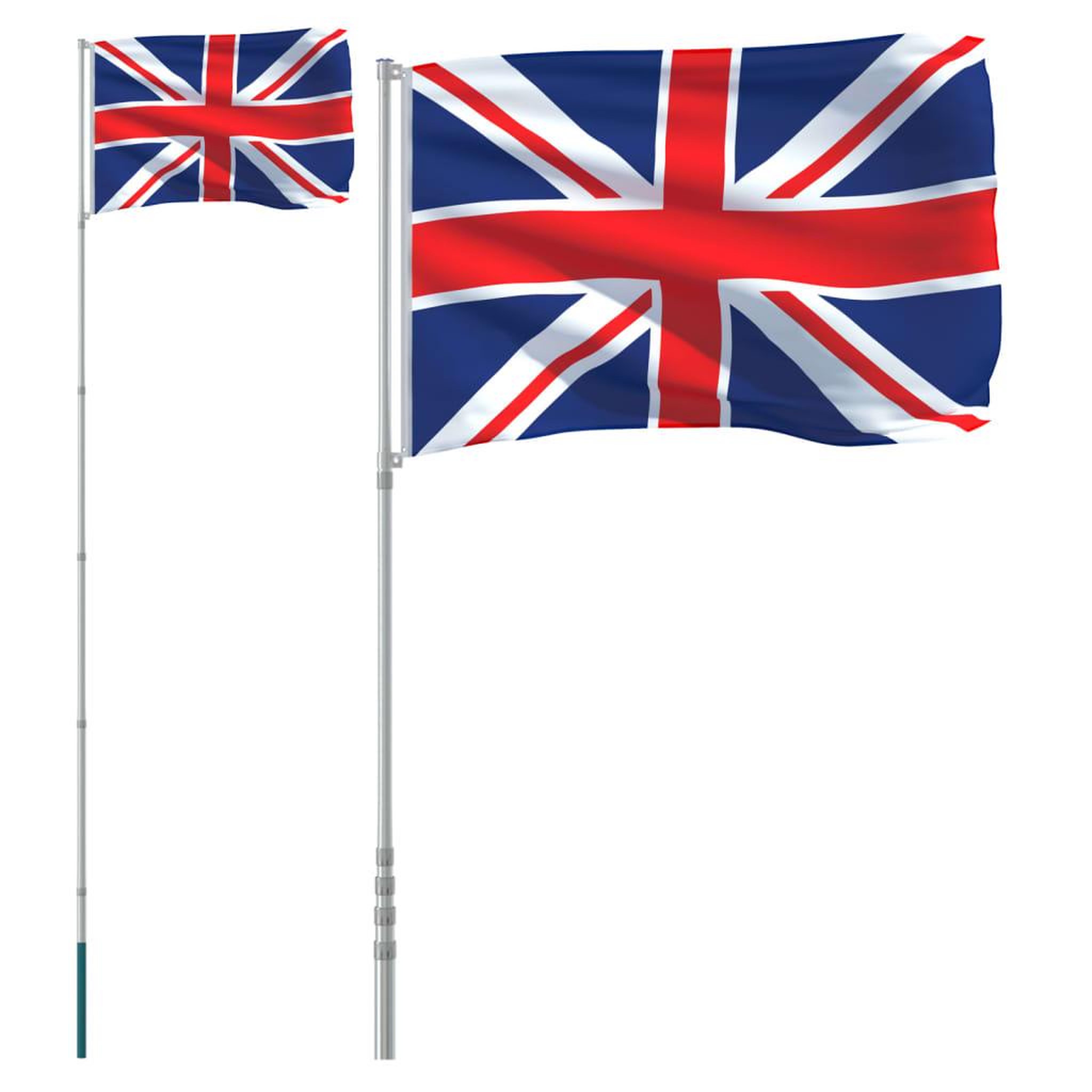Voir la diapositive 2 : VIDAXL Drapeau du Royaume-Uni et mat 5,55 m Aluminium