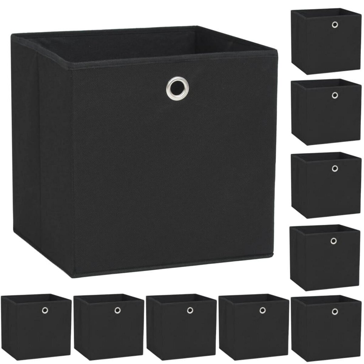 Boîtes de rangement avec couvercle 4 pcs Noir 32x32x32 cm Tissu