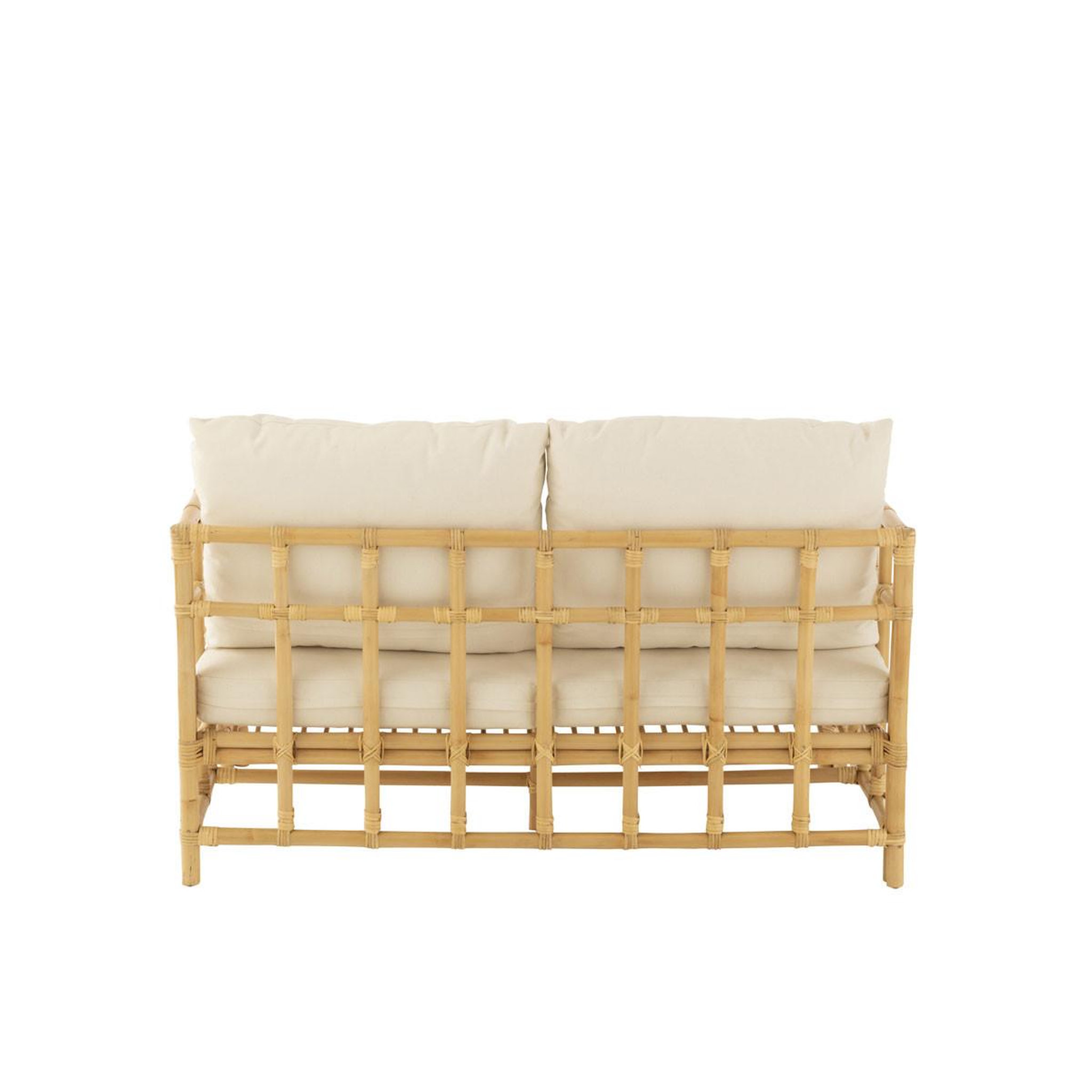 Voir la diapositive 4 : J-LINE Canapé 2 places rotin & coussin  elise  127cm naturel