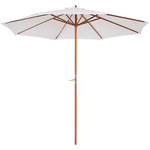 OUTSUNNY Parasol droit octogonal dia. 2,7 x 2,5 m - manivelle - bois toile haute densité 180g/m² crème