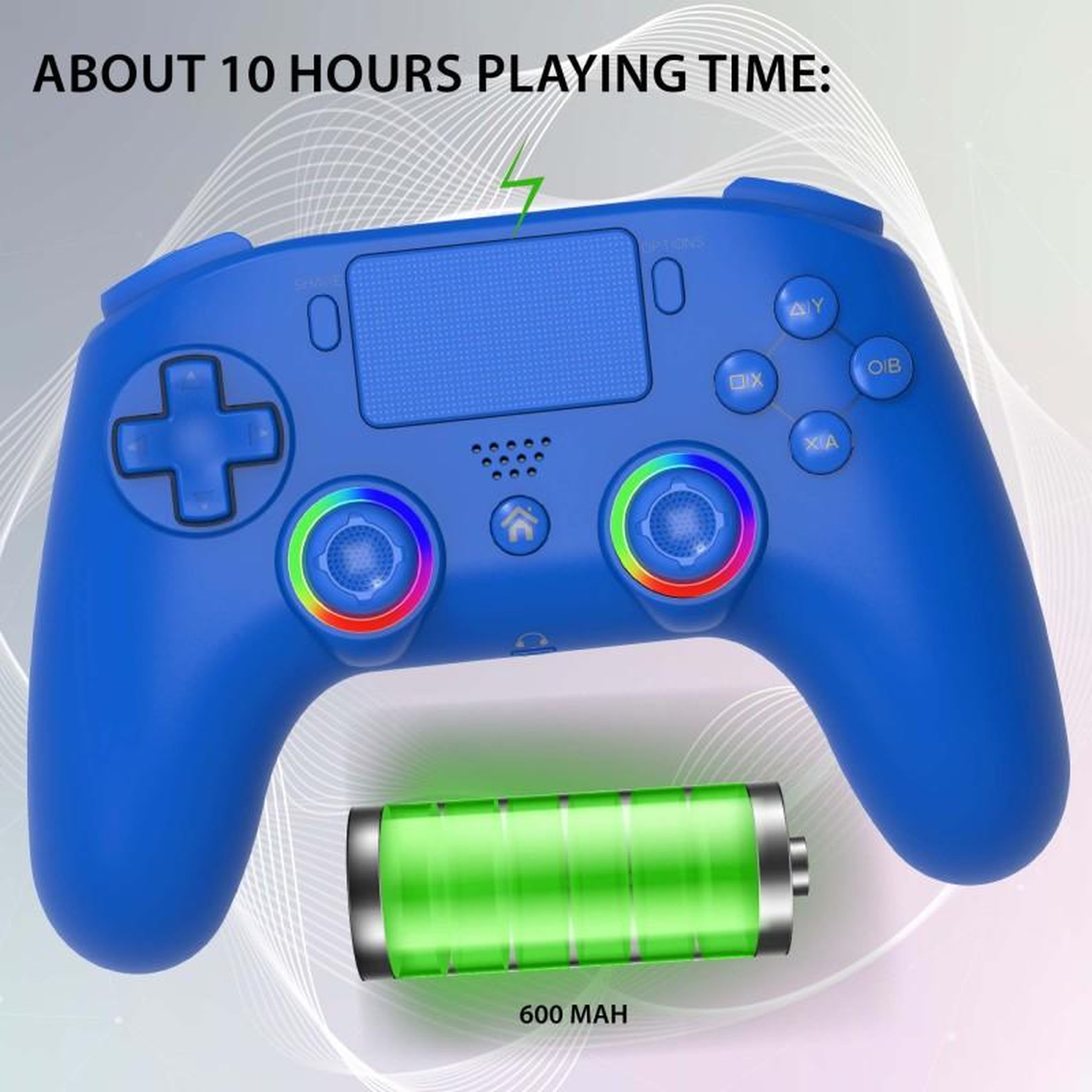 Voir la diapositive 2 : Subsonic Manette PS4/PC sans fil LED - Bleue