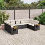 VIDAXL Salon de jardin 9 pcs avec coussins noir resine tressee