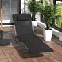 HOMCOM Chaise longue pliante bain de soleil inclinable transat textilène lit jardin plage 182L x 56l x 24,5H cm noir