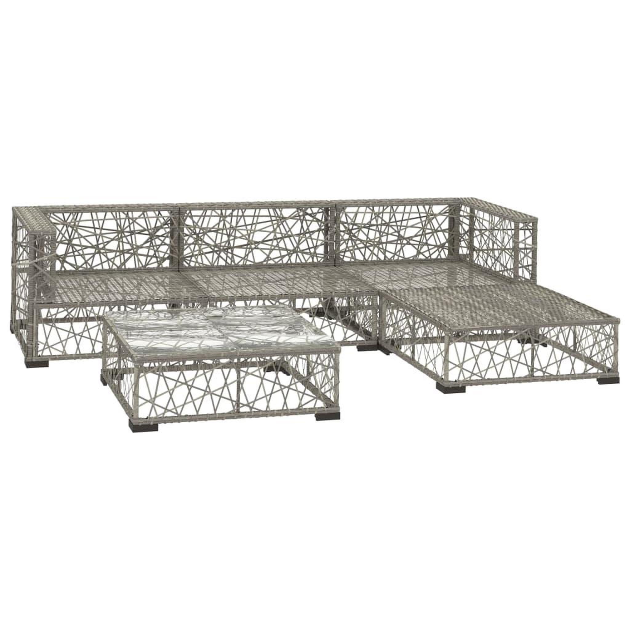 Voir la diapositive 3 : VIDAXL Salon de jardin 5 pcs avec coussins resine tressee gris