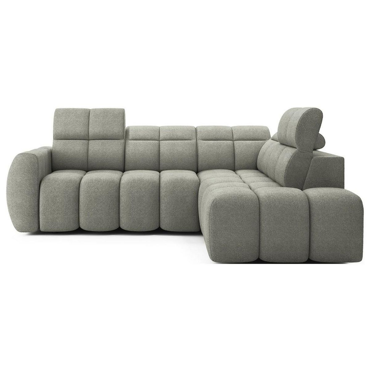 BEST MOBILIER Basile - canapé d'angle droit 4 places assise extensible électrique avec coffre en tissu texturé