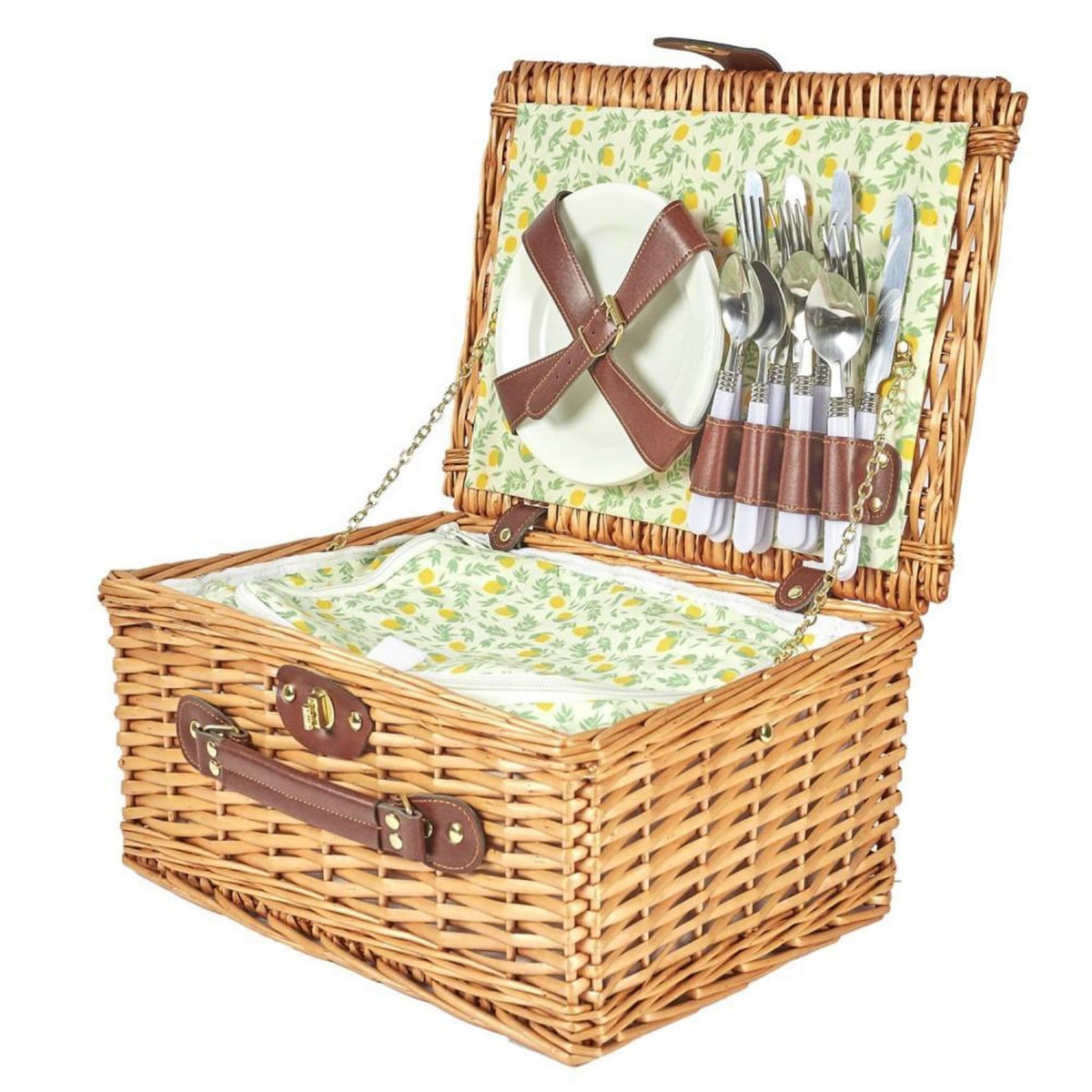 The Home Deco Factory Panier de pique nique pour 4 personnes vert