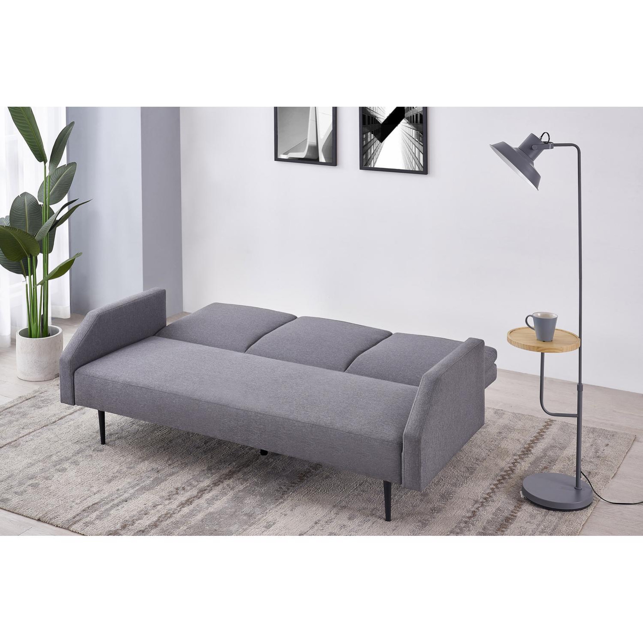 Voir la diapositive 5 : CONCEPT USINE Canapé convertible 3 places tissu gris dublin