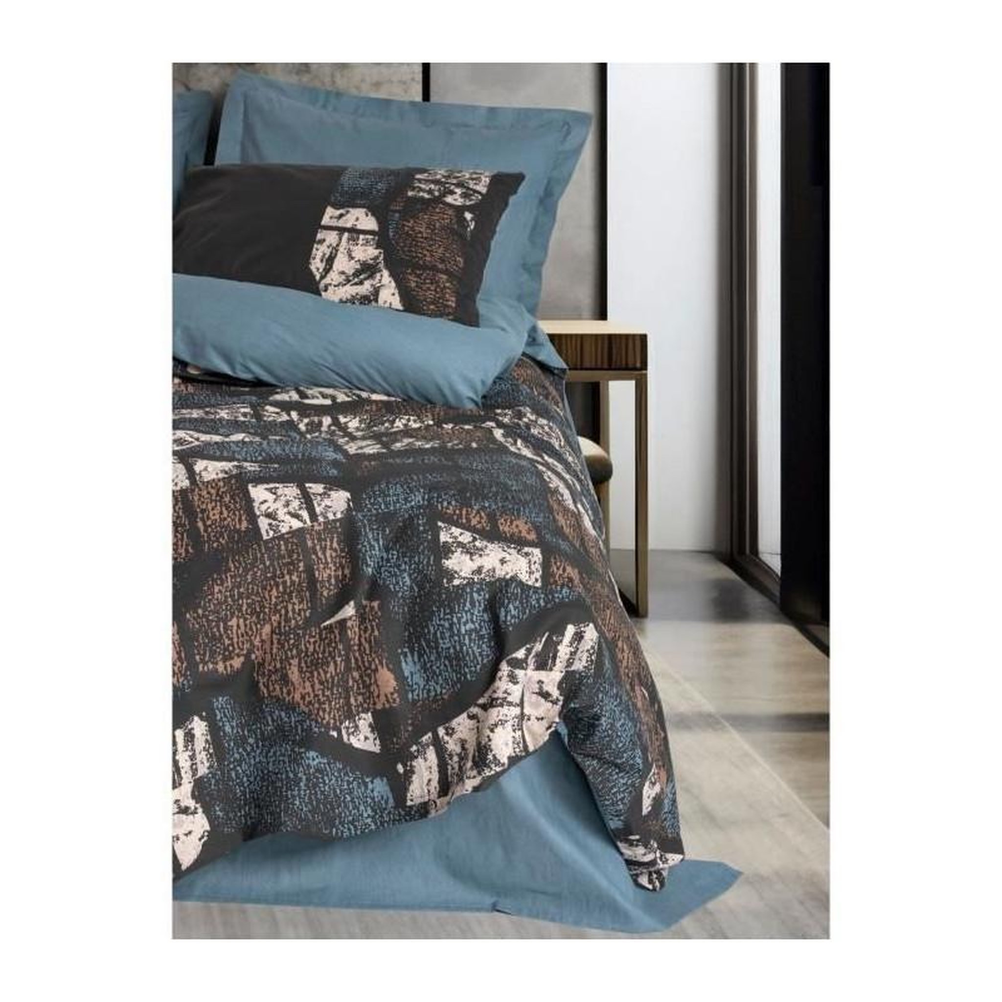Voir la diapositive 3 : GENERIQUE Parure de lit - 129CTN34835 - 1 housse de couette 220 x 240 cm + 2 taies d'oreiller 60 x 60 cm - 100% coton ranforcé - Vert