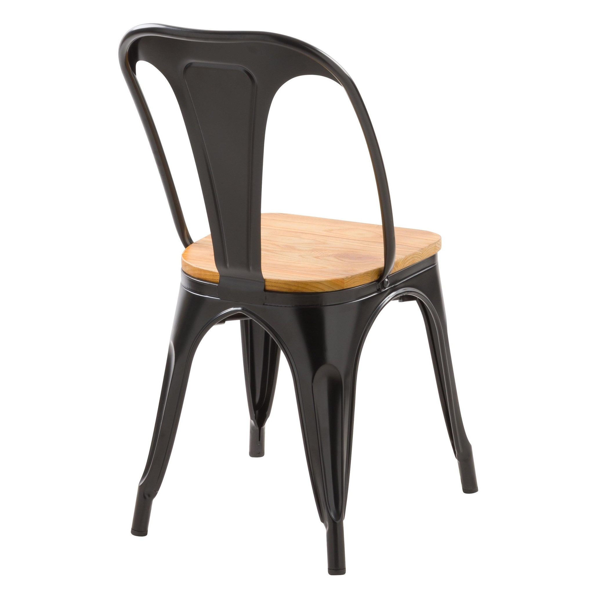 Voir la diapositive 2 : MAISON PAVANE Lot de 2 chaises en métal noir et bois d'orme-yoanna