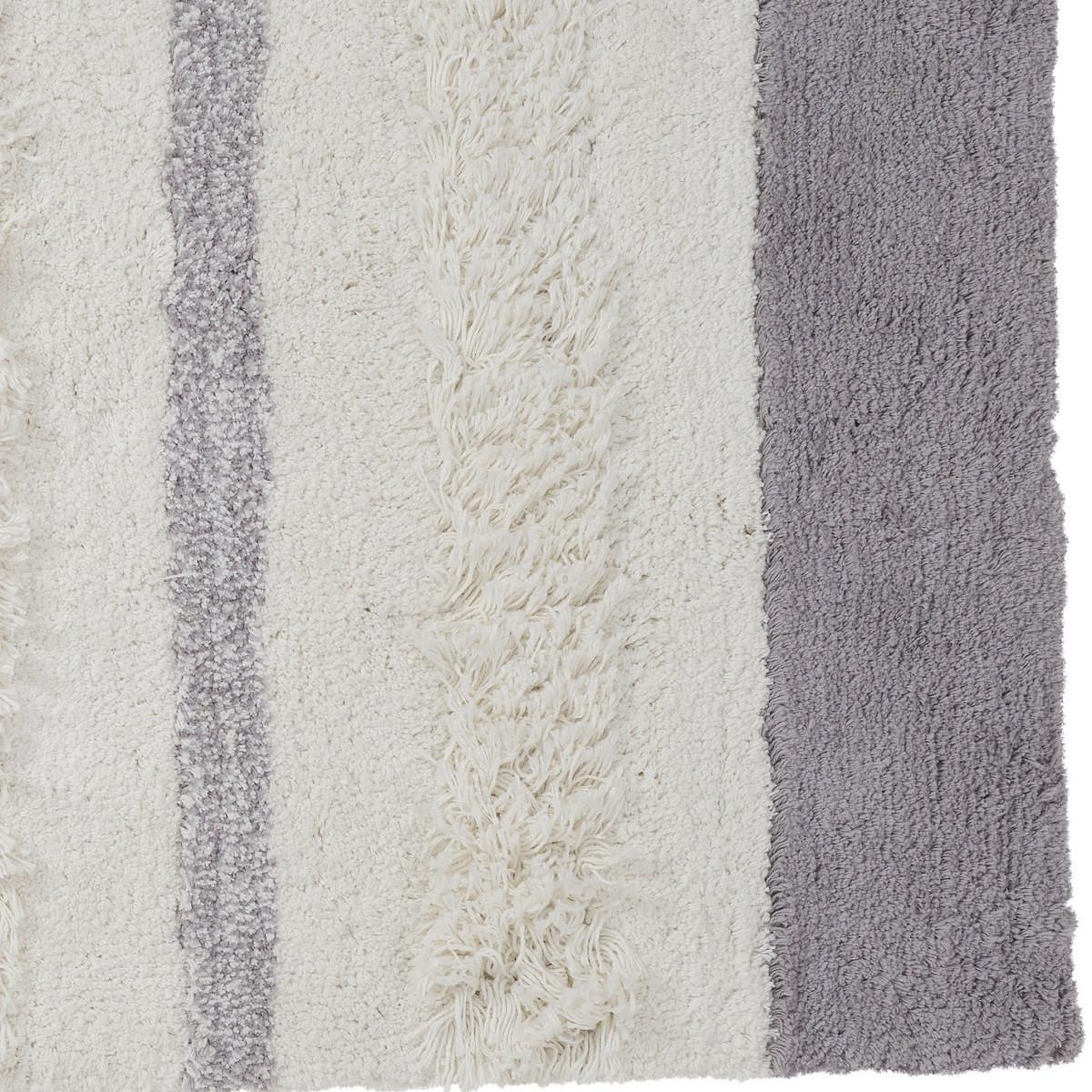 Voir la diapositive 3 : GUY LEVASSEUR Tapis de bain déco en coton tufté 60x120cm
