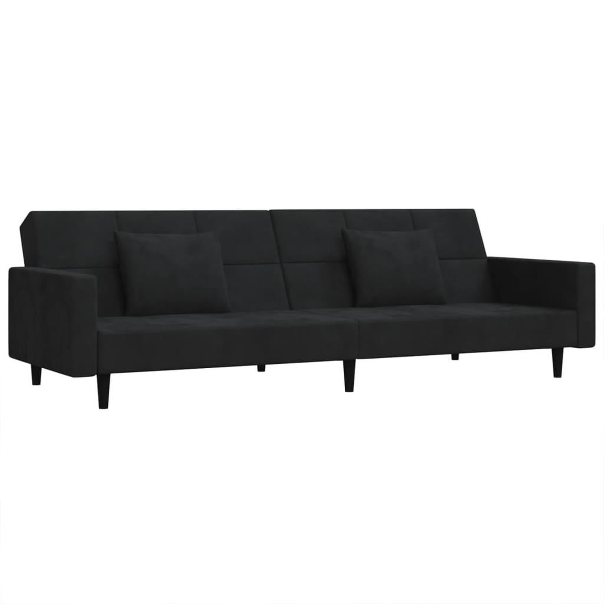 Voir la diapositive 2 : VIDAXL Canape-lit a 2 places avec deux oreillers Noir Velours