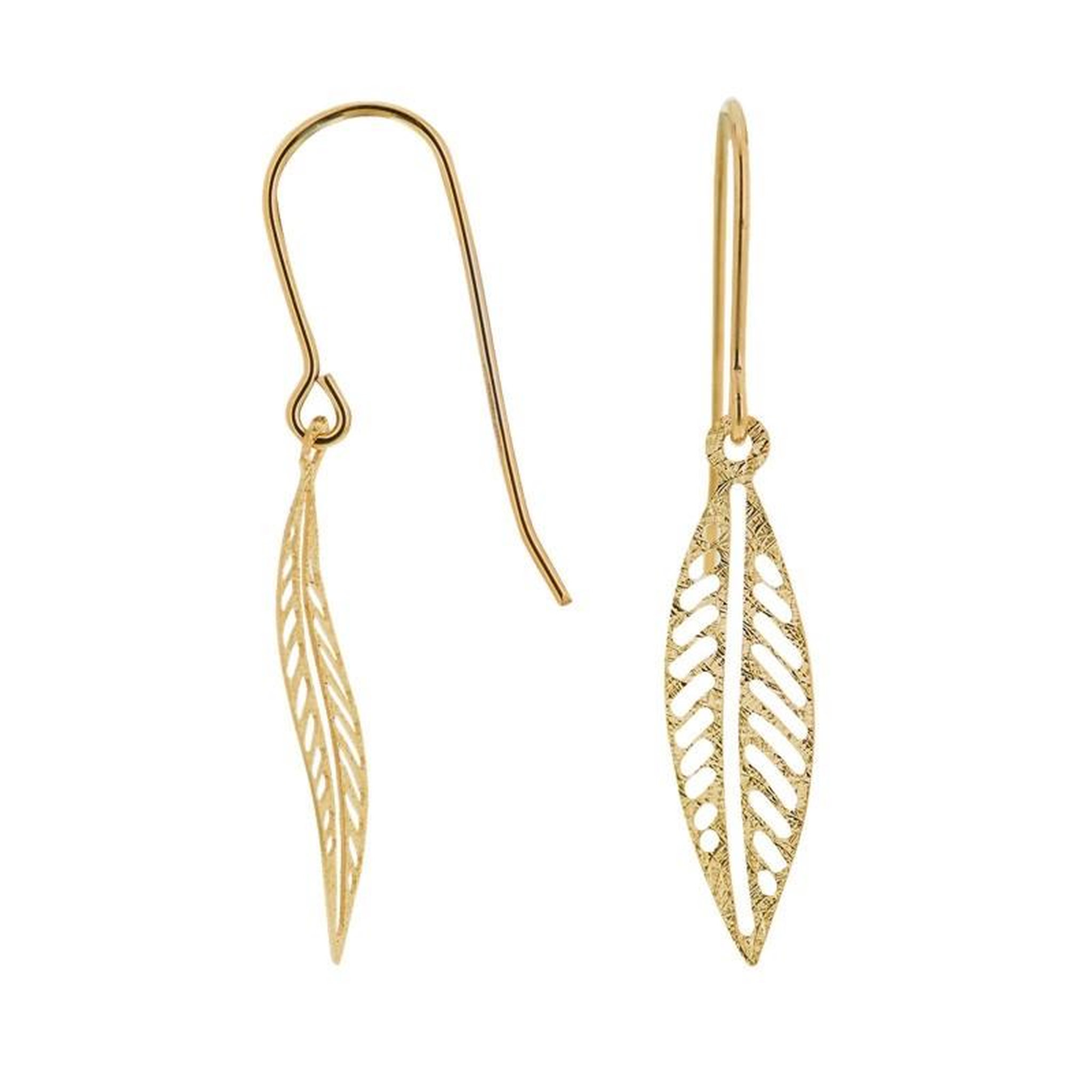 Voir la diapositive 1 : L'ATELIER D'AZUR Boucles d'Oreilles Dormeuses Feuilles Or Jaune - Femme