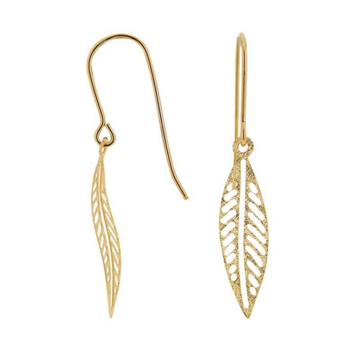 L'ATELIER D'AZUR Boucles d'Oreilles Dormeuses Feuilles Or Jaune - Femme