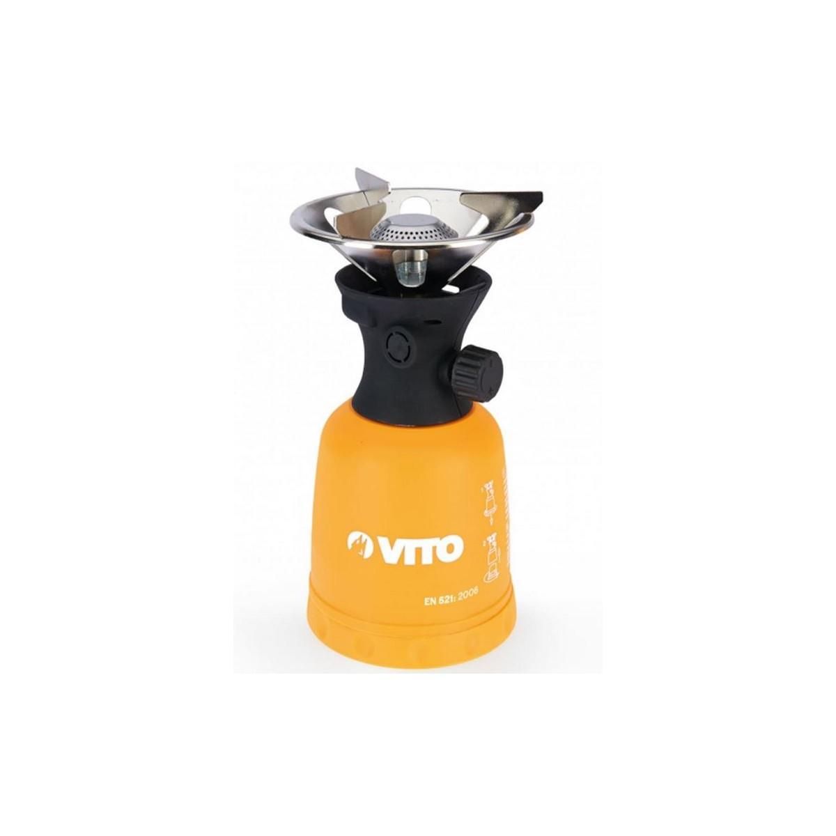 VITO Kit Camping Lampe à gaz et Réchaud gaz + 2 Cartouches gaz 190gr Perçables VITO