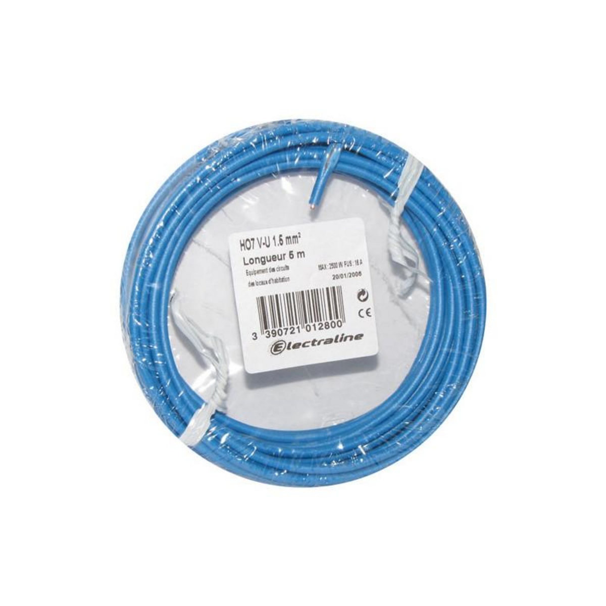 Electraline CABLE H07VU 1X2.5 10M BLEU  COURONNE ELECTRALINE - 60101025B