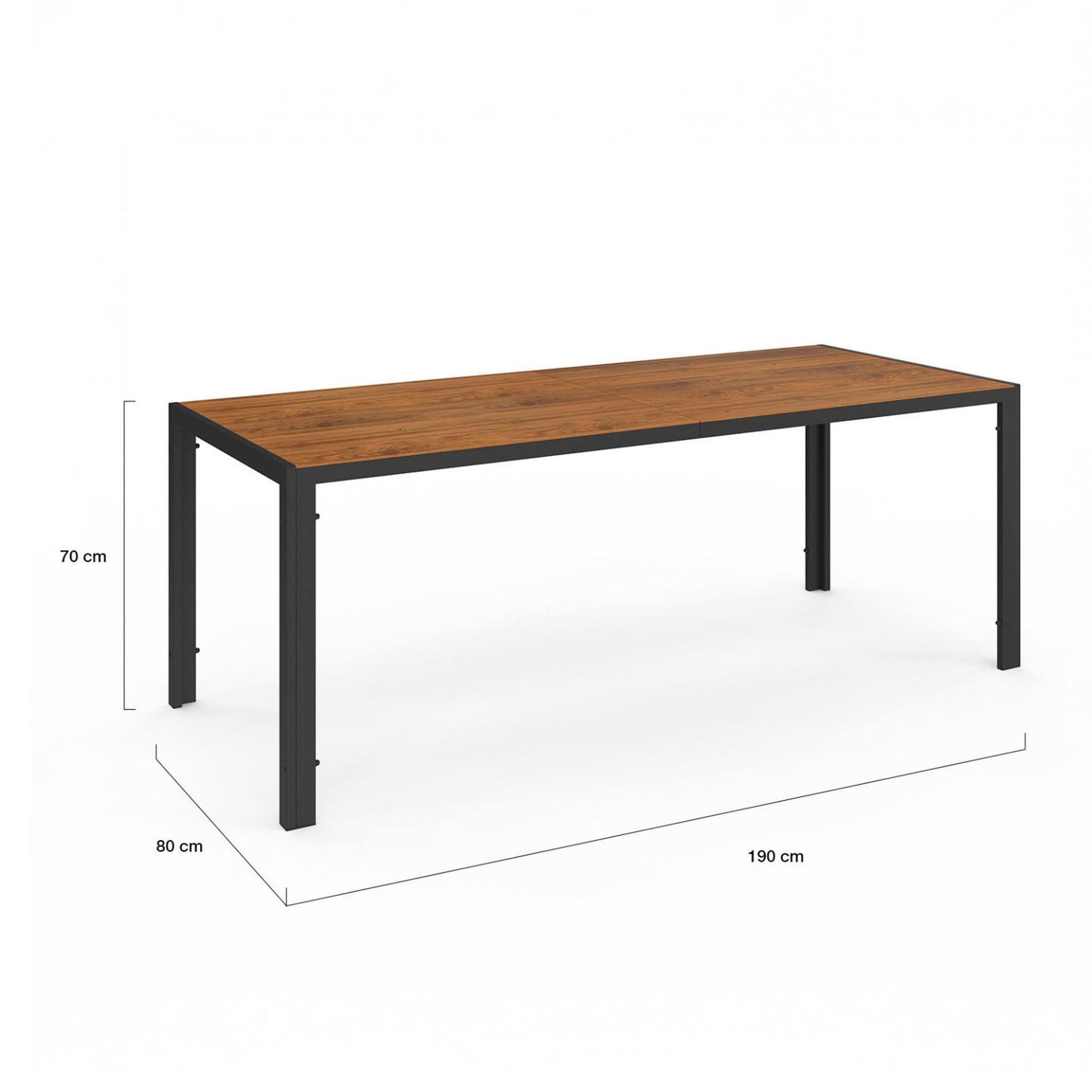 Voir la diapositive 5 : ID MARKET Salon de jardin noumea table 190 cm plateau verre trempé effet bois et 8 chaises empilables noir et bois