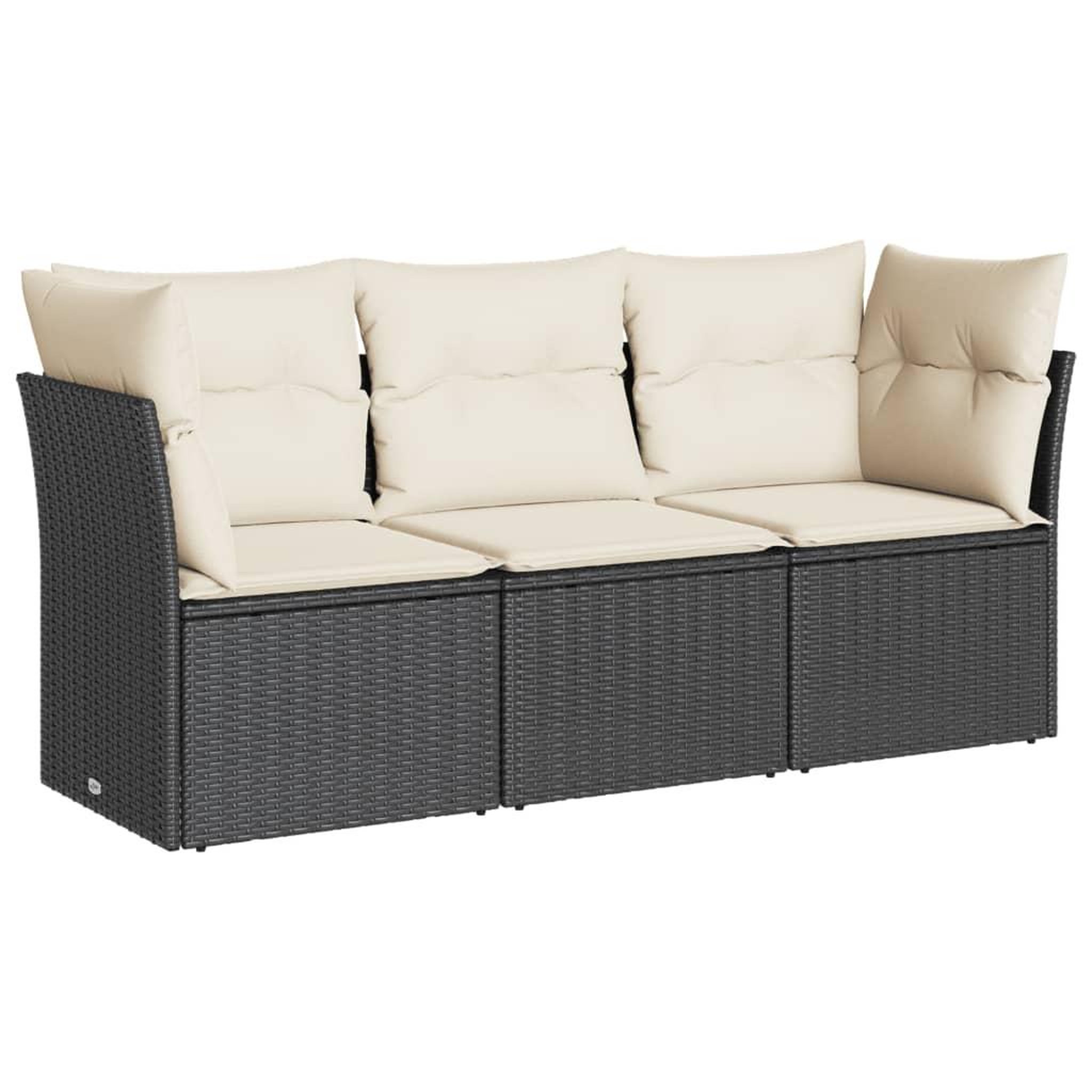 Voir la diapositive 2 : VIDAXL Salon de jardin 3 pcs avec coussins noir resine tressee