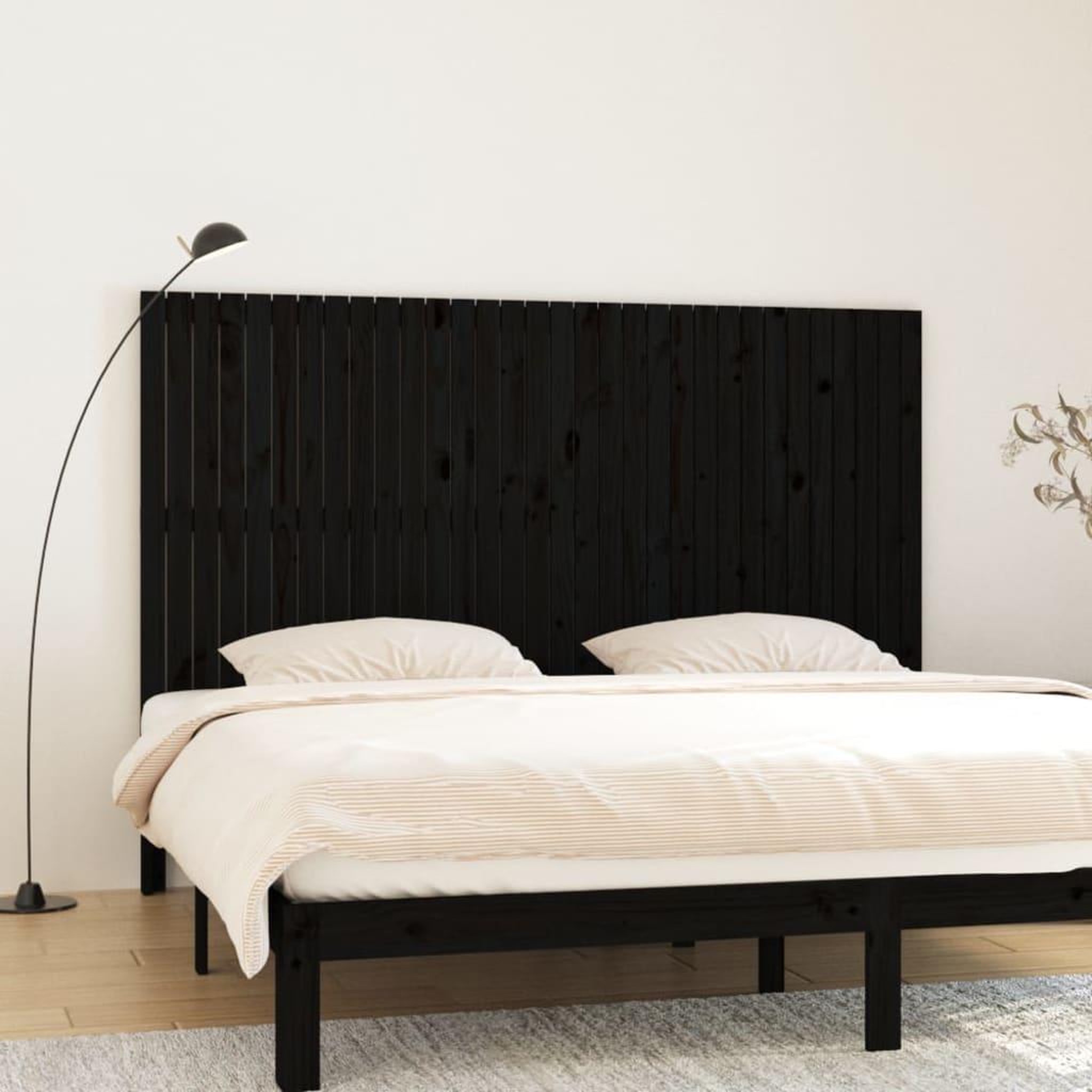 Voir la diapositive 1 : VIDAXL Tete de lit murale Noir 204x3x110 cm Bois massif de pin