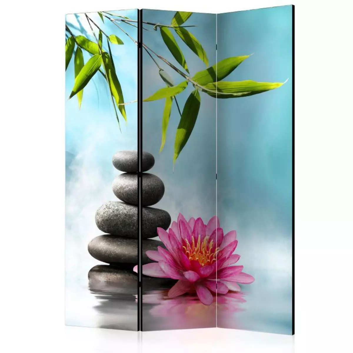 Paris Prix Paravent 3 Volets  Water Lily & Zen Stones  135x172cm