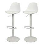 FORNORD Lot de 2 tabourets de bar avec coussins effet cuir blanc mat