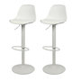 Voir la diapositive 1 : FORNORD Lot de 2 tabourets de bar avec coussins effet cuir blanc mat