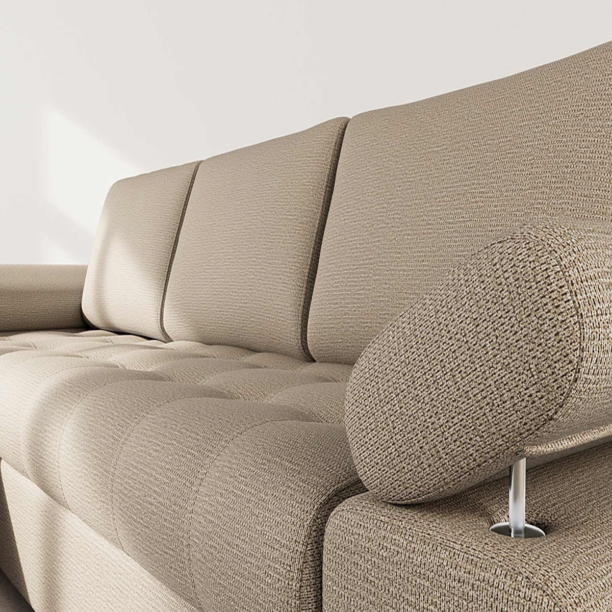 BEST MOBILIER Bianca - canapé d'angle gauche 4 places convertible avec coffre en tissu texturé