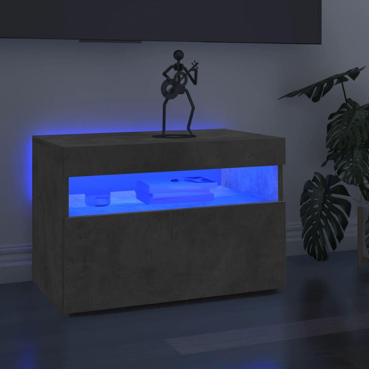 VIDAXL Meuble TV avec lumieres LED gris beton 60x35x40 cm