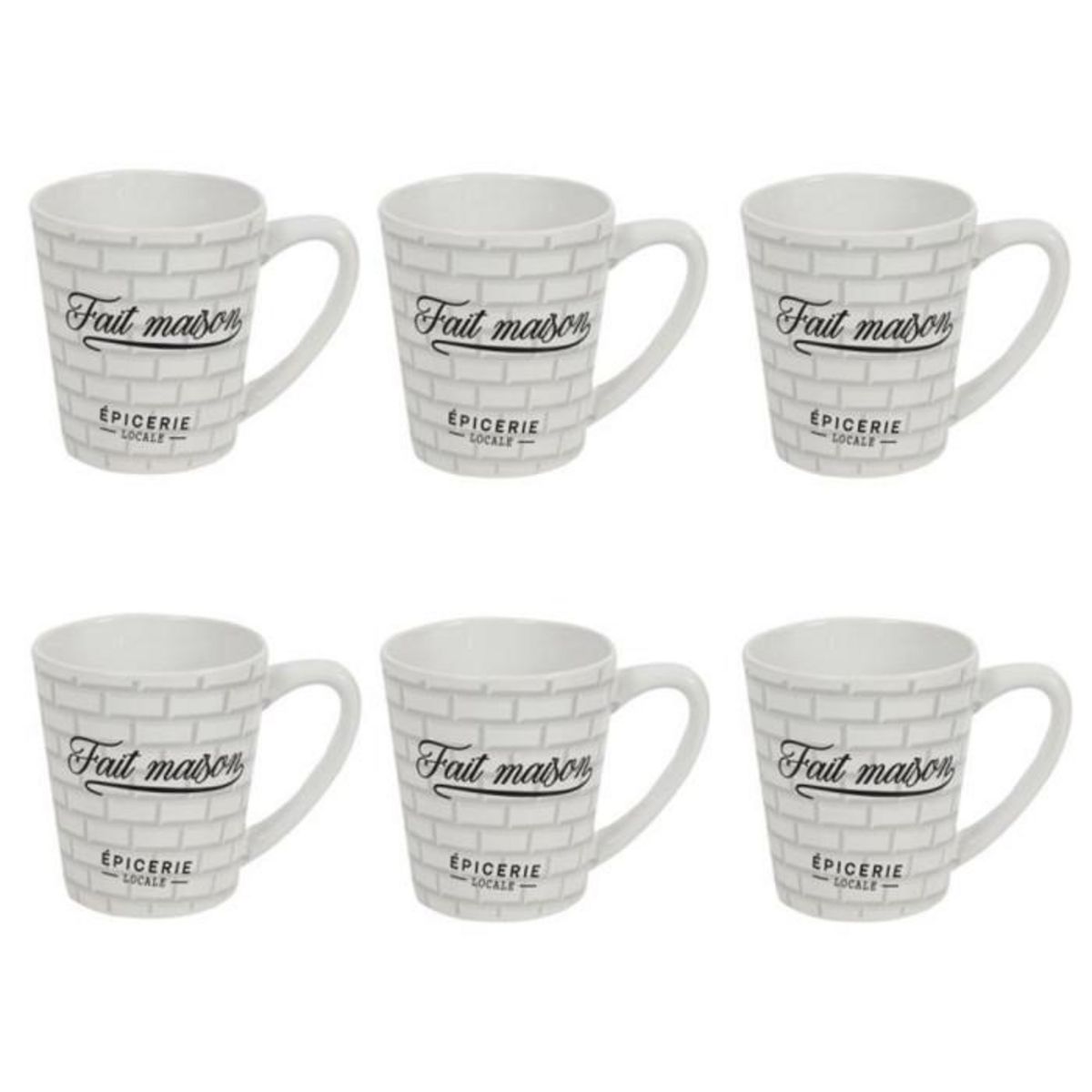 Paris Prix Lot de 6 Mugs en Porcelaine  Brooklyn  30cl Blanc
