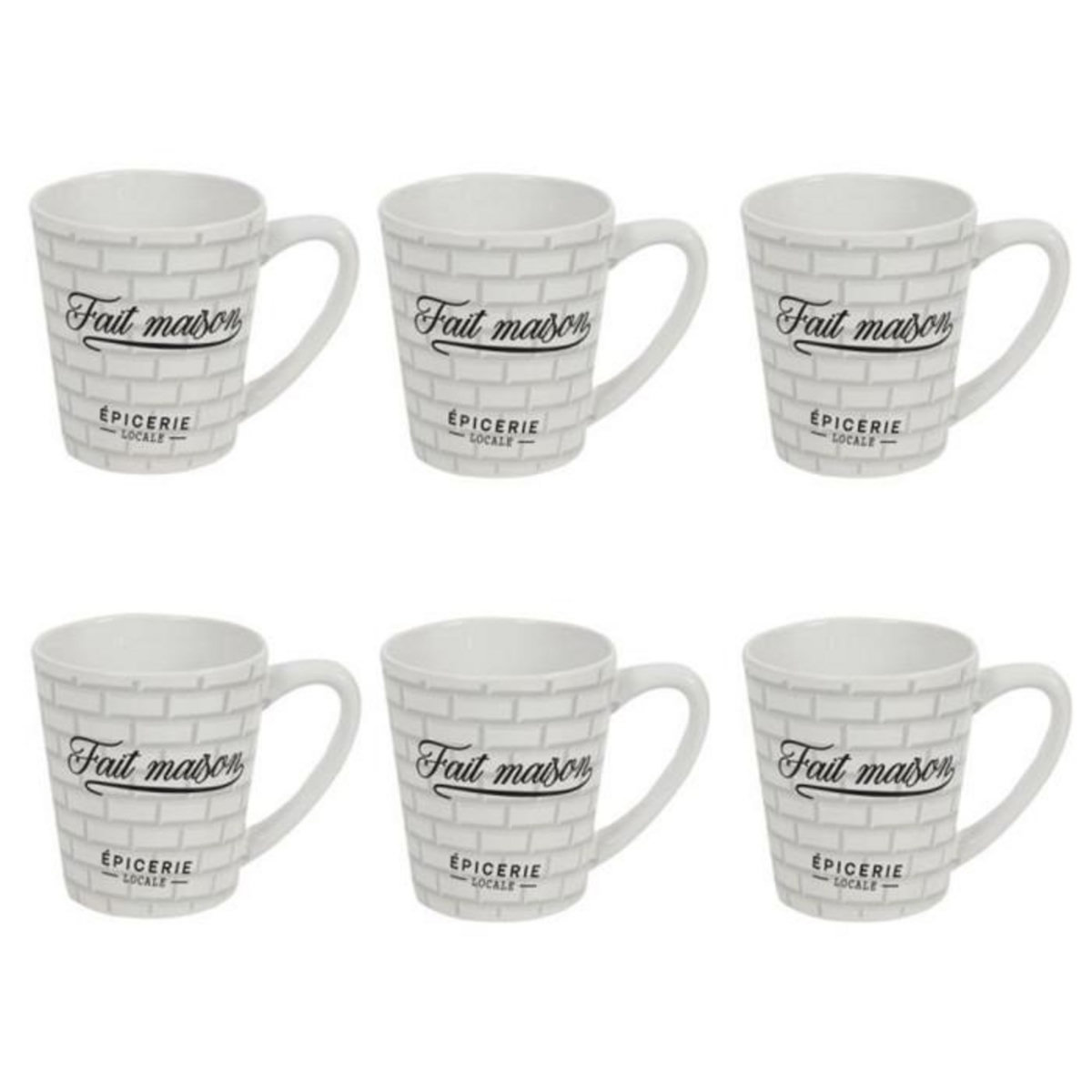 Paris Prix Lot de 6 Mugs en Porcelaine  Brooklyn  30cl Blanc
