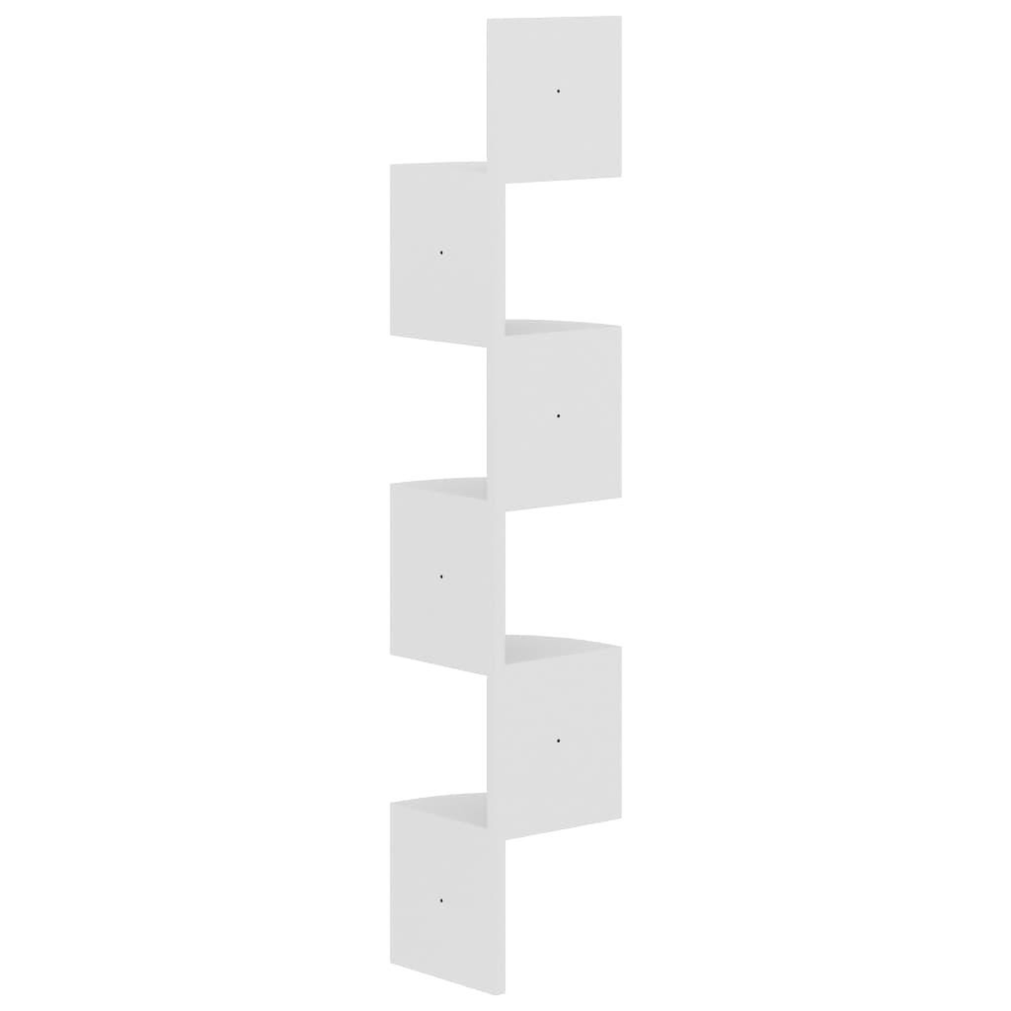 Voir la diapositive 3 : VIDAXL Etagere d'angle murale Blanc 19x19x123 cm Bois d'ingenierie