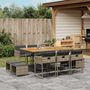Voir la diapositive 1 : VIDAXL Ensemble a manger de jardin 11pcs avec coussins gris poly rotin
