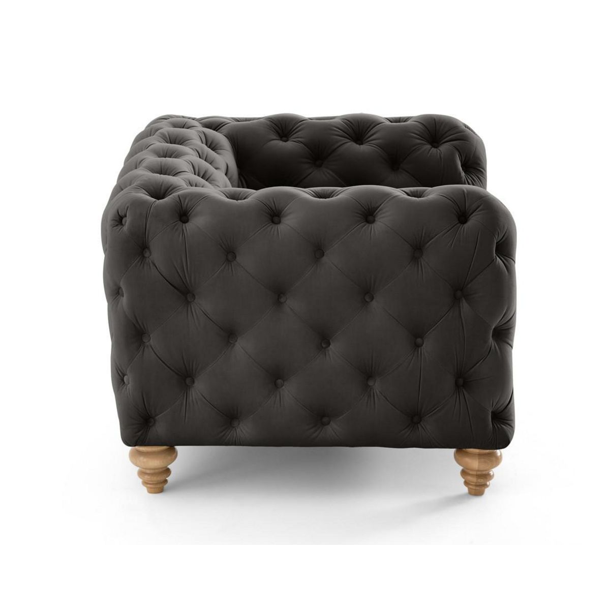 LISA DESIGN Walter - fauteuil chesterfield en velours - pieds bois
